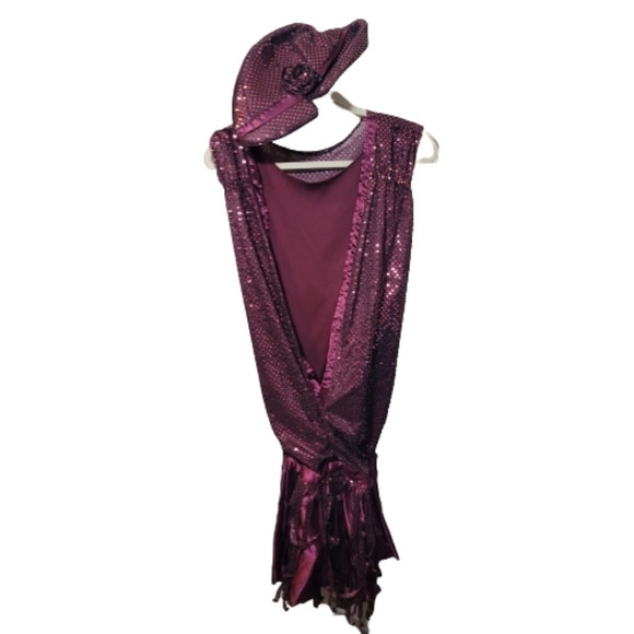 Flapper COSTUME dress and hat size 14 - 20 fringe glitter fun sparkly showgirl - Picture 1 of 12